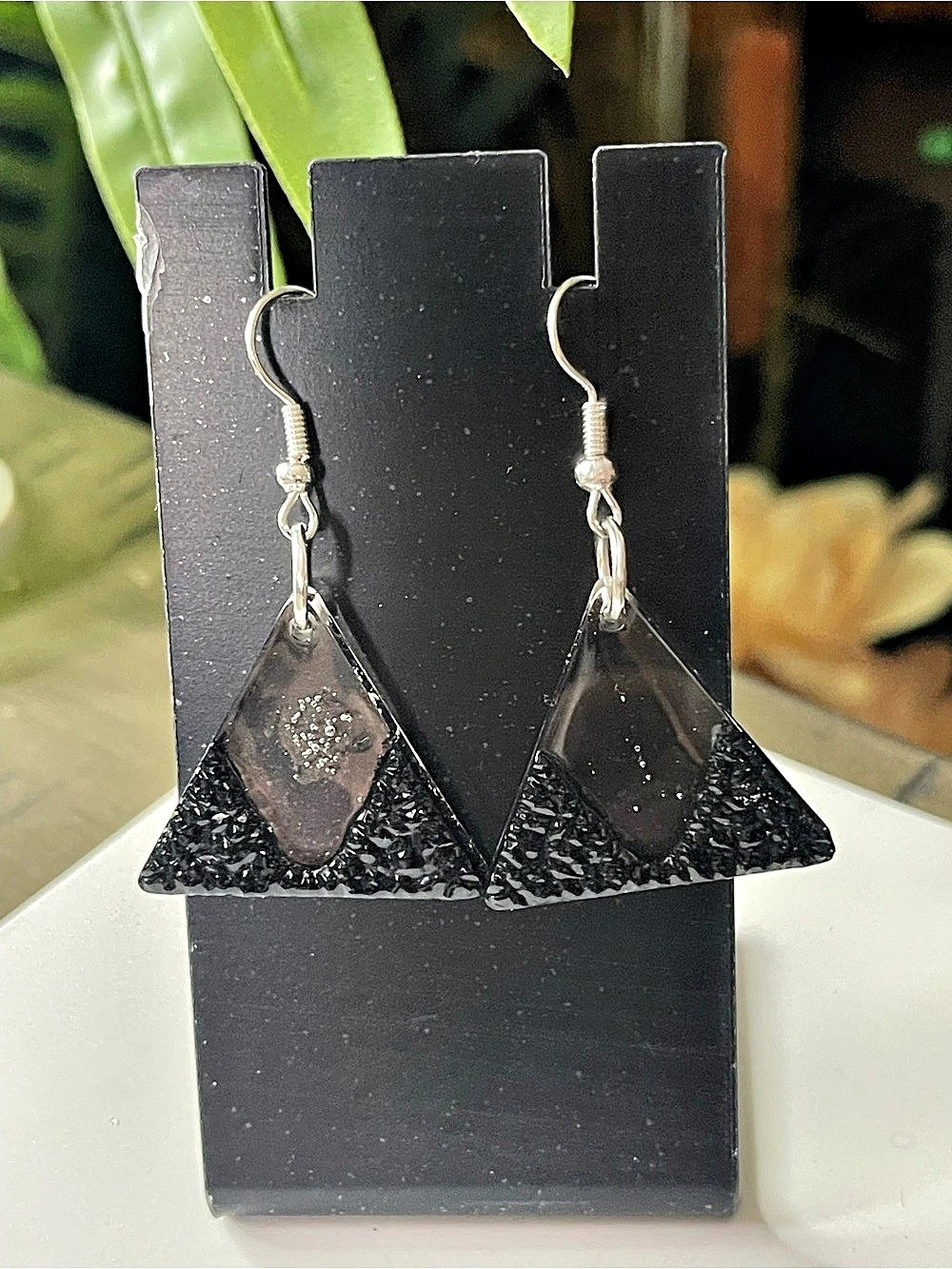 Black & Silver Geometric Dangle Earrings NWT